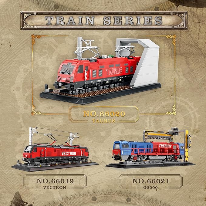 Reobrix City Train Set with BaseMOC Classic Car Building Block KitRetro Taurus Electric Train 66020Model for Adult Truck LoversGifts Home Décor1939 PCS