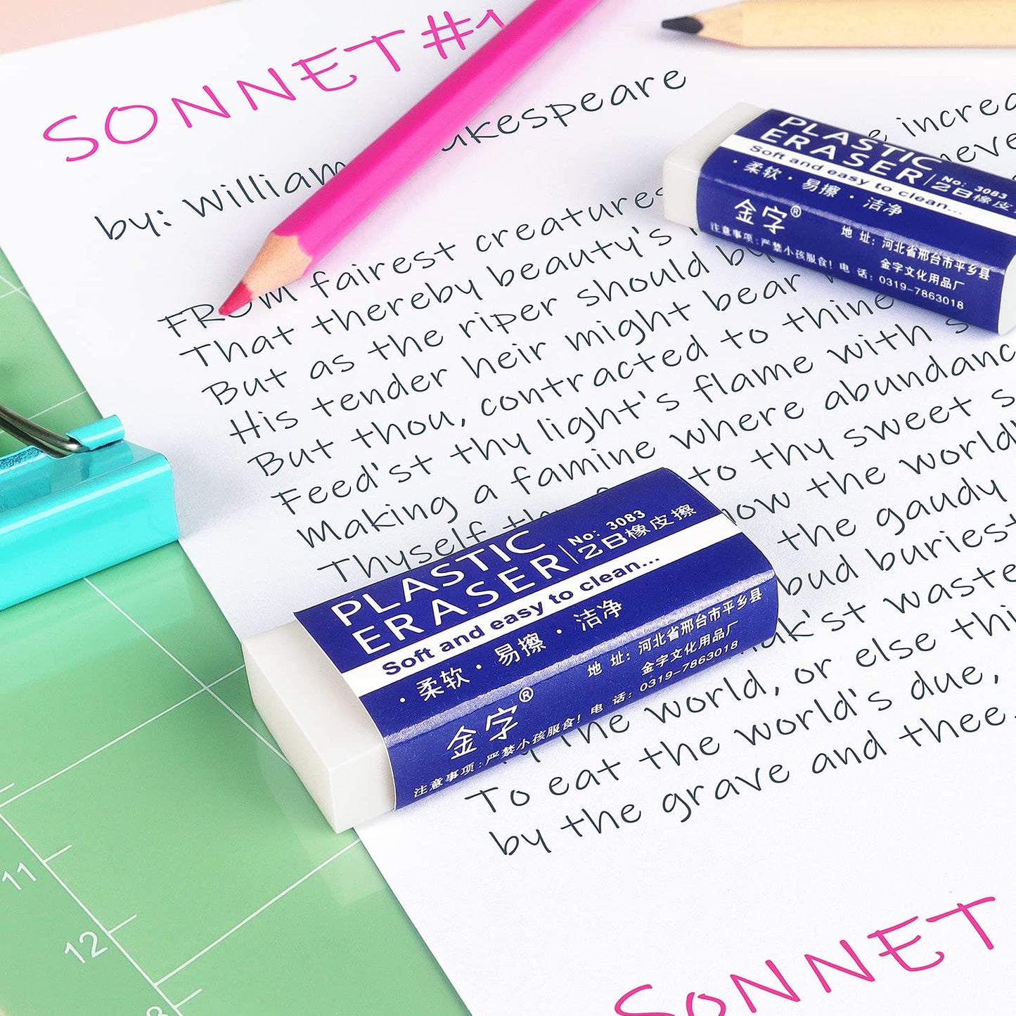 Tamaki 6 Pack Erasers, Large White Erasers for School Office, Art Eraser for Drawing