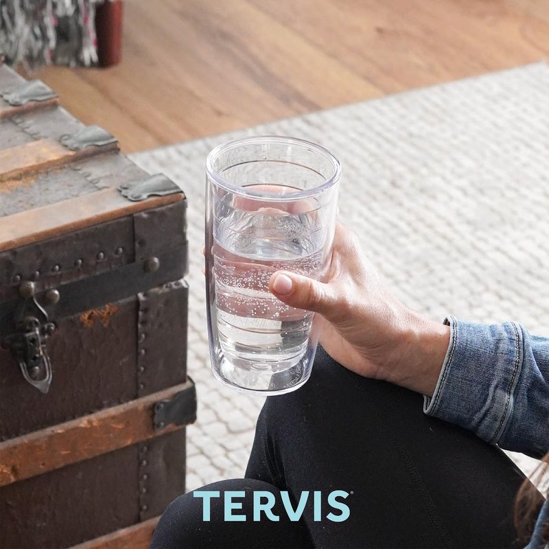 Tervis Clear & Colorful Tabletop Made in USA Double Walled Insulated Tumbler Travel Cup Keeps Drinks Cold & Hot, 16oz, Elderberry Wild