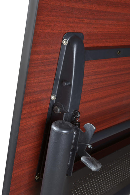 Regency Kobe 60 x 24 in. Flip-Top Training Nesting Table- Noble Oak, 2 M Stack Chairs- Black