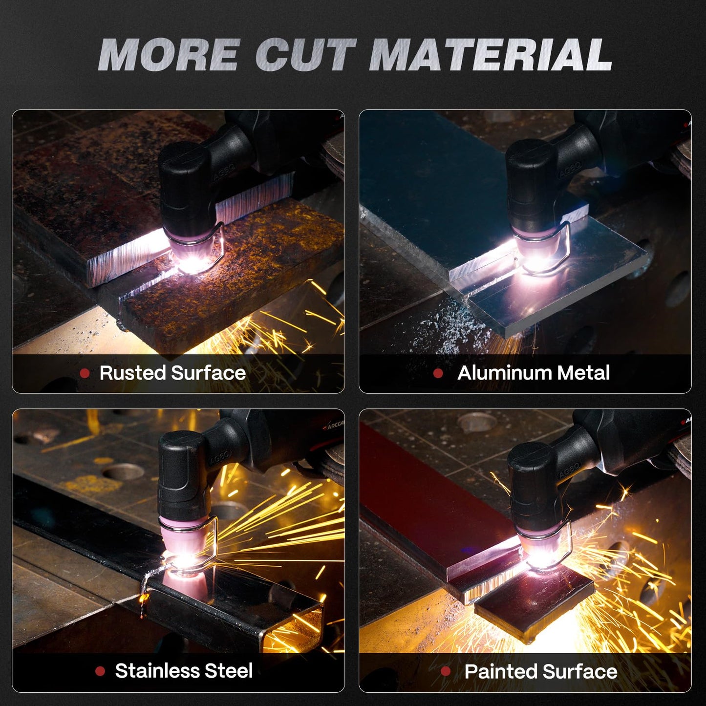 ARCCAPTAIN 55A Plasma Cutter, Large LED Display, Non-Touch Pilot ARC Plasma Cutting Machine, 120/240V Dual Voltage IGBT Inverter, 1/2" Clean Cut, Post Flow, 2T/4T, for Beginners DIY