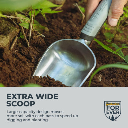 Woodland Tools Heavy Duty Garden Trowel – Full Tang Aluminum Construction, Extra Wide Scoop, Sharpened Point, Ergonomic Cushioned Grip, Rust Resistant Hand Tool for Digging in Clay and Tough Soil