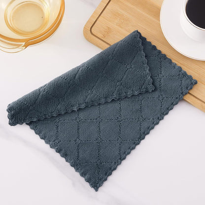 Homaxy 12 Pack Kitchen Dish Cloths (10 x 10 Inches, Grey), Super Soft and Absorbent Coral Velvet Dish Towels, Nonstick Oil Fast Drying Microfiber Cleaning Cloth, No Lint Household Dishcloths