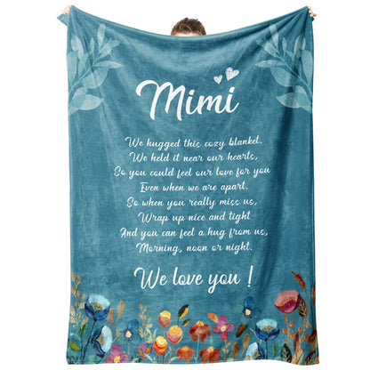 Afterprints Mimi Gifts Blanket, Mothers Day, Birthday Gifts for Mimi, Mimi Gifts for Grandma, Soft Flannel Throw Blankets 50" x 60"