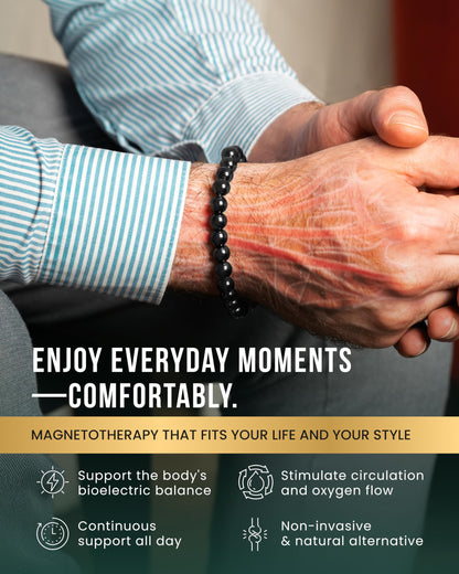 MagnetRX® Hematite Magnetic Bracelet - Max Strength Magnet Stones - Beaded Magnetic Hematite Bracelets (Classic 8mm Bead)