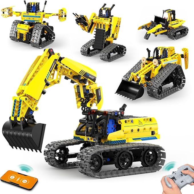 5 in 1 Building Toys STEM Robotics Kit 430 PCS Blocks RC Robot Erector Sets APP &amp Remote Control Excavator Science Kits for Kids Age 6 7 8 9 10 11 12-14 DIY Educational Gift for Boys &amp Girl