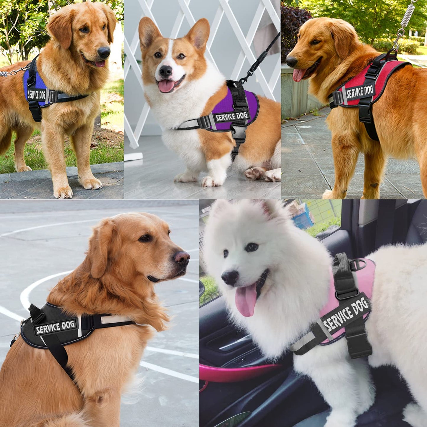 JSXD Dog Harness,No-Pull Service Dog Harness with Handle Adjustable Outdoor Pet Dog Vest 3M Reflective Nylon Material Vest for Breeds,Easy Control for Small Medium Large Dogs