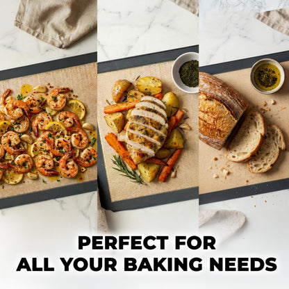 Zulay Kitchen Silicone Baking Mat Set – 2-Pack 16.5″ × 11.6″ Reusable Non-Stick Silicone Baking Sheets, Food-Safe, Heat-Resistant up to 250°F – Perfect for Cookies, Pastries & Oven Use (Dark Gray)