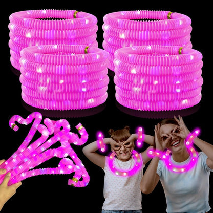 12-24 PCS Pink Glow Sticks Party Favors for Kids,Glow Necklaces Bracelets Accessories Decor for Toddlers Graduation Party,Kindergarten Preschool End of School Year Goodie Bag Stuffers Classroom Prizes