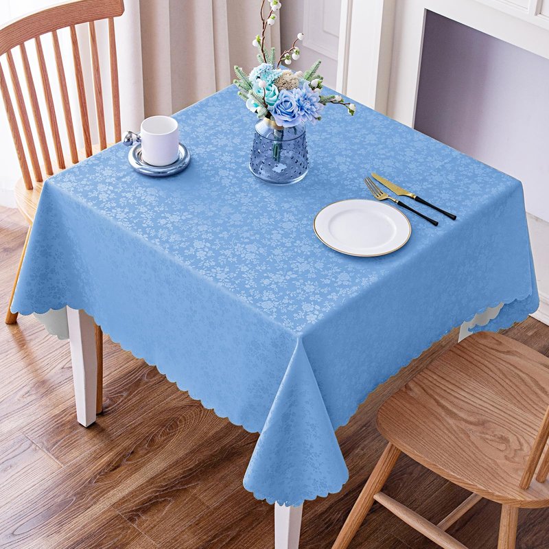 Smiry Square Table Cloth, Waterproof Heavy Duty Vinyl Tablecloths, Wipeable Washable Table Cover for Kitchen and Dining Room (Light Blue, 54" X 54")