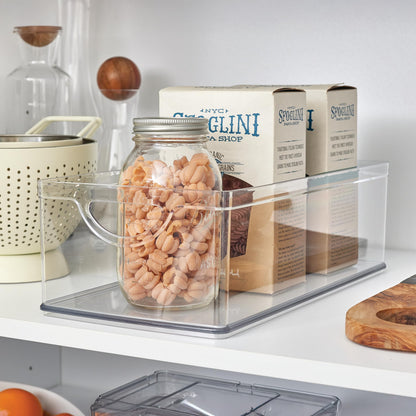 iDesign Stackable Clear Plastic Extra Long Storage Bin, 4-Pack