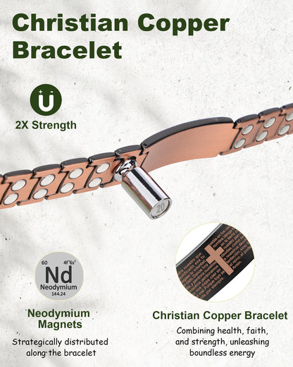MagEnergy Copper Bracelet for Men, 99.99% Cross Copper Magnetic Bracelet with Strength 3500 Gauss Magnets, Pulsera de Cobre para Hombres, Jewelry Gift for Him