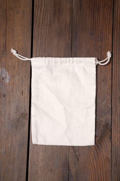 8x12 Inches Cotton Double Drawstring Muslin Bags (Natural Color) - 100 count pack