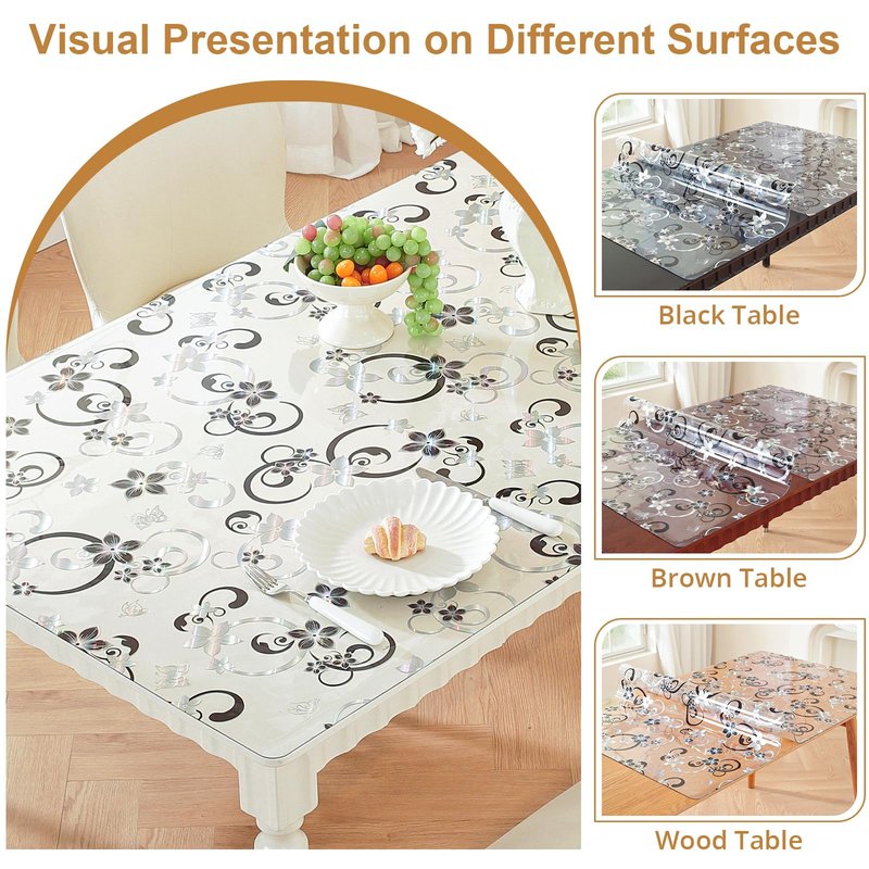 LovePads Floral Clear Table Cover Protector - 24 x 48 Inch Thick Plastic Table Cloth, Waterproof PVC Desk Mat for Dining Room Table, Wood Furniture Topper, Anti-Scratch Desk Pad for Kids Writing,