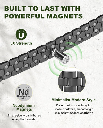 MagEnergy Mens Copper Magnetic Bracelets, 99.9% Pure Copper Bracelet with Double-Row Strength Magnets, Adjustable Jewelry with Sizing Tool