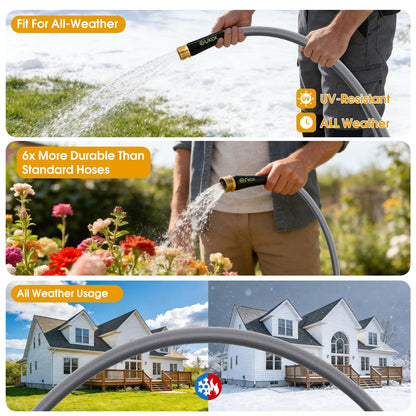 GUKOK Garden Hose 100 FT, Non-Expanding Water Hose, Ultra-Light & Flexible, Burst-Resistant, Kink-Free, High-Pressure Garden Hose All-Weather Use for Lawns, Gardens, and Outdoor Cleaning