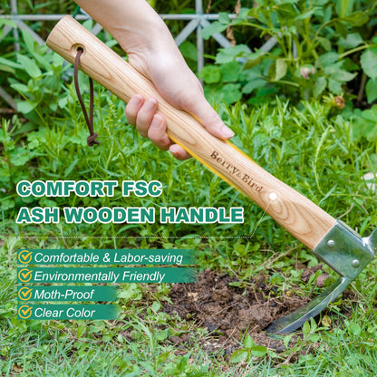 Berry&Bird Gardening Pick Axes, Stainless Steel Pickaxe Mattock Hoe with Wooden Handle, Heavy Duty Pick Axe Hand Tool for Transplanting Digging Planting Loosening Soil Camping or Prospecting
