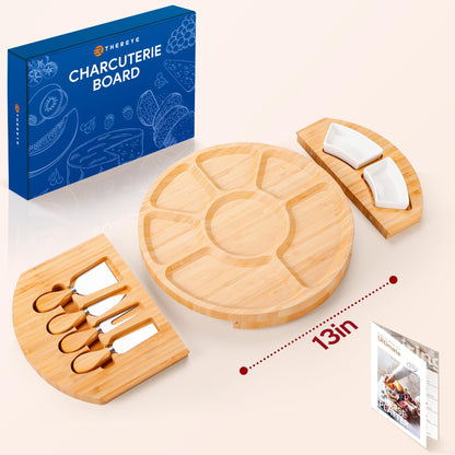 Charcuterie Boards, Thereye Cheese Board with Knife Set, Bamboo Charcuterie Board Set-𝐂𝐡𝐫𝐢𝐬𝐭𝐦𝐚𝐬 𝐆𝐢𝐟𝐭, Housewarming Gift, Wedding Gift
