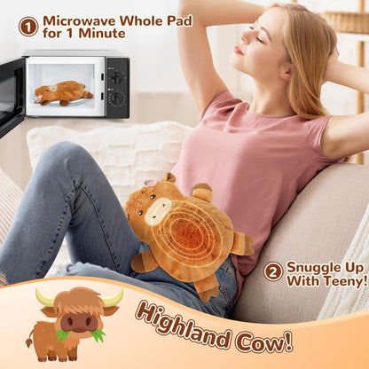 Large Microwave Heating Pad with Washable Cover 21 * 12" Microwavable Heating Pads for Cramps, Back, Neck Shoulder Pain Relief, Cordless Weighted Moist Heat Pack, Black Cat