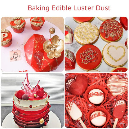 Red Edible Luster Dust 10 Grams, Food Grade Cake Luster Dust Tasteless Dessert Dusting Powders for Baking Cherrysea Food Coloring Powder for Cupcakes, Cake Pops,Fondant,Chocolate, Candy