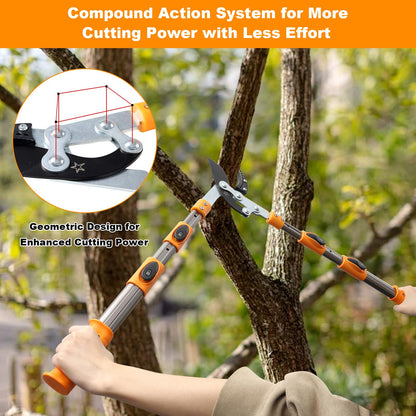 Loppers for tree trimming heavy duty extendable 24.8-43.7 inches,Tree pruning shears Rust Resistant Sharp Steel Blade Tree Limb Trimmer，Shock-Absorbing design, Non-slip Handle，Garden Tools