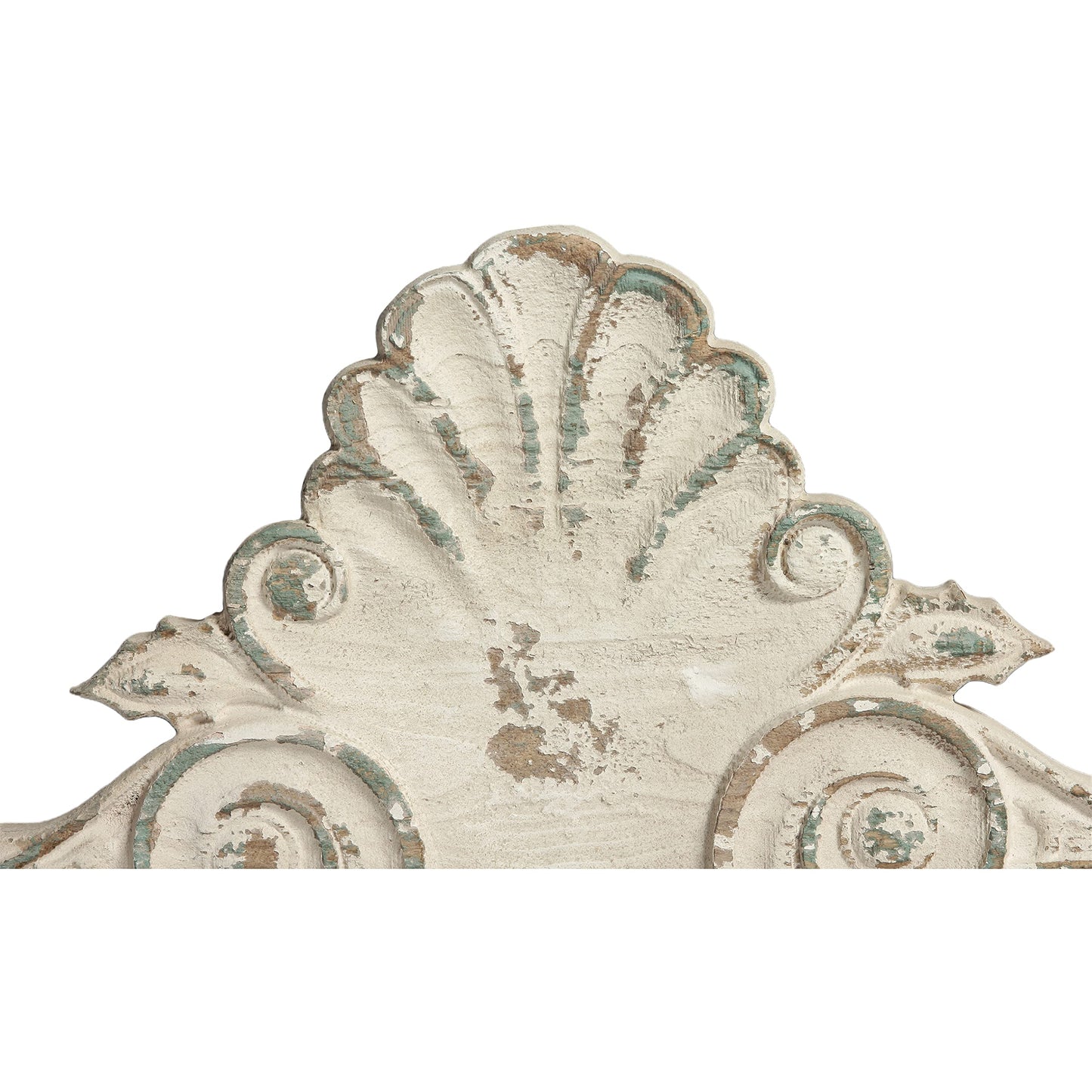 SOFE 33" Distressed White Finish Wooden Scroll Over The Door Decor, Large Decorative Wall Sculpture, Carved Wood Wall Art Hanging Window, Unique Wall Decor for Farmhouse Living Room Kitchen