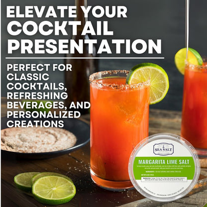 Margarita Lime Salt Infused with Vibrant Lime Zest – Unrefined, Natural Margarita Salt Rimmer for Garnishing Cocktails, Refreshing Drinks, and Glassware – 6 oz Tub