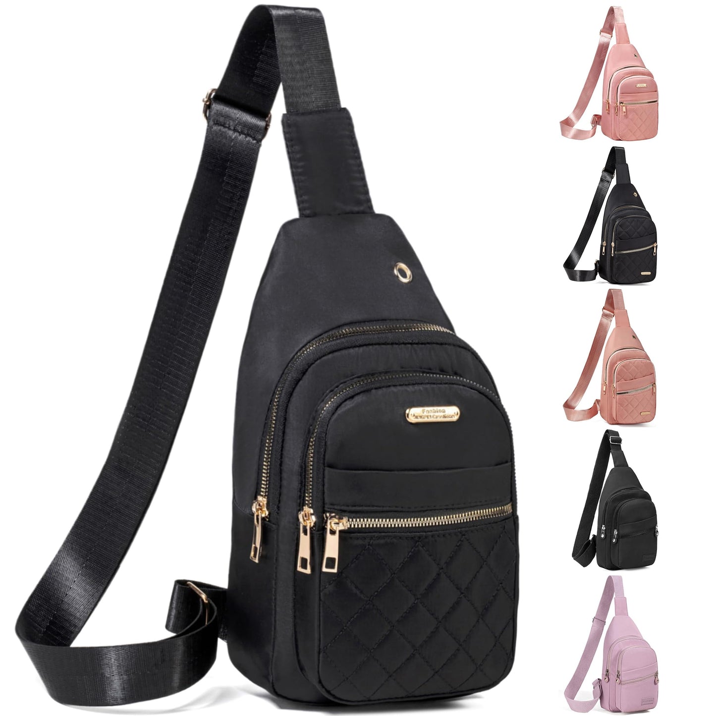 Small Sling Backpack Crossbody Sling Bag for Women, Chest Bag Daypack Fanny Pack Cross Body Bag for Outdoors Hiking Traveling - Black