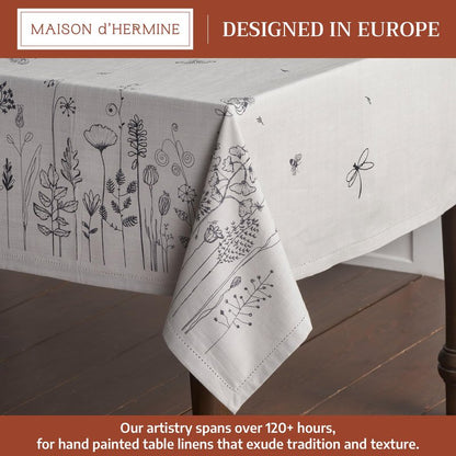 Maison d' Hermine Table Cloth Rectangle Table 100% Cotton 60 x 120 Inches Tablecloth Reusable Decorative for Dining Kitchen Room Farmhouse Home Gifts for Mothers Day Spring Summer - Flore