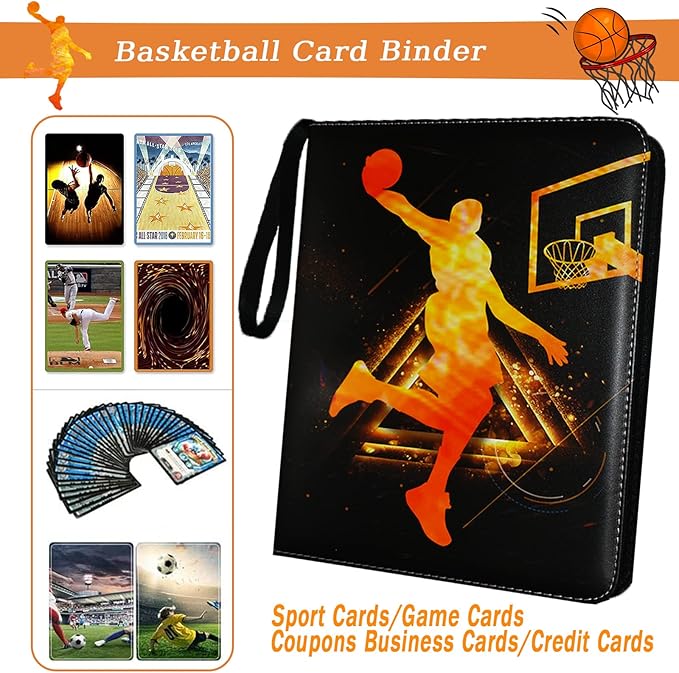 Basketball Cards Binder 900 Pockets Trading Cards Holder Card Collectors AlbumTrading Card Binder 9 Pocket with 50 Removable Sleeves for Basketball Card and Sports Card