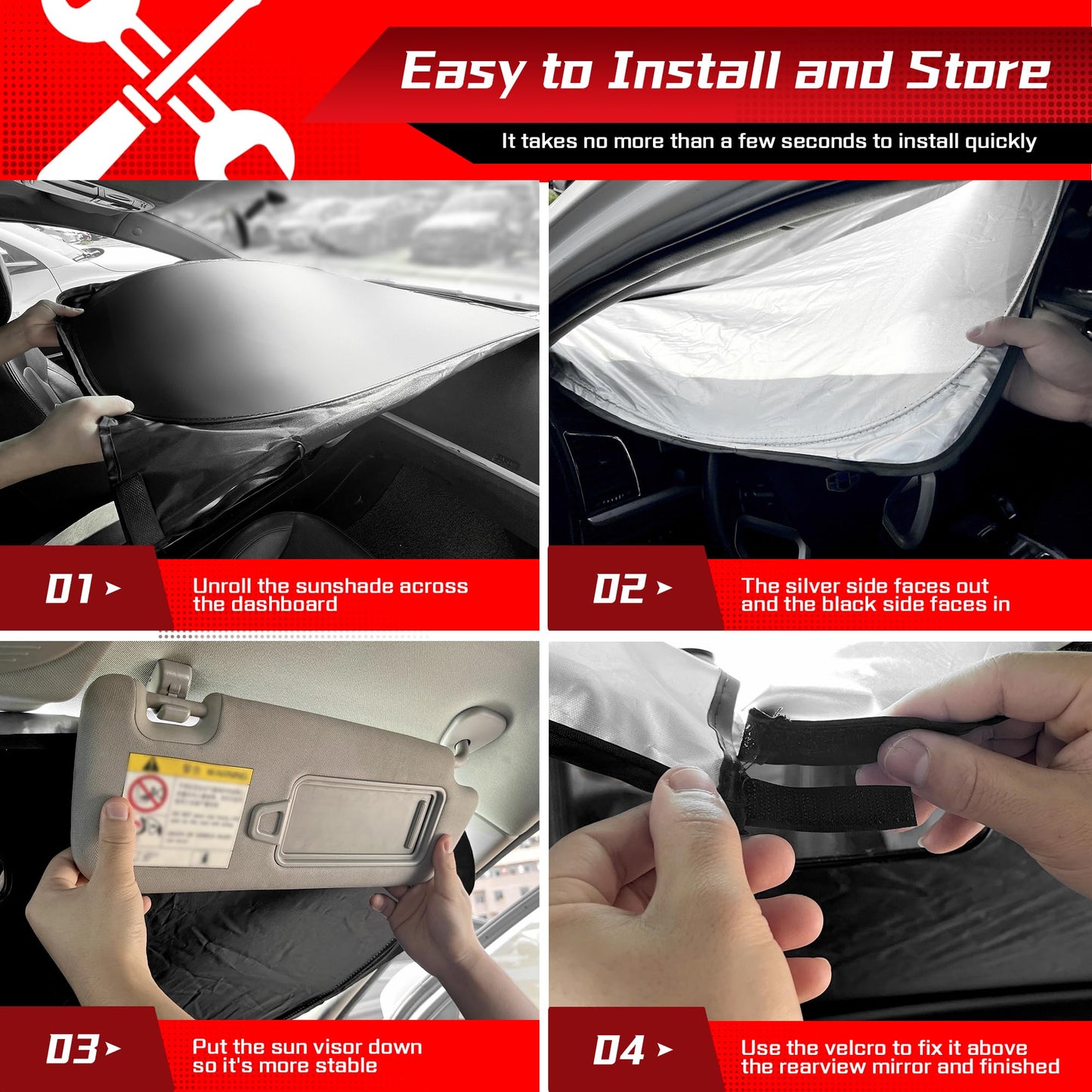 ARISMOTOR Windshield Sun Shade for Ford F-150 F150 2021-2025, Custom Fit Foldable Front Window Sunshade Sun Visor Protector, Block UV Rays Keep Your Car Cooler