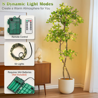 GarveeHome Faux Olive Tree 5ft, Olive Trees Artificial Indoor with White Planter, Artificial Silk Plants with Green Leaves and Big Fruits for Home Office DéCor Living Room Bedroom Stairs Foyer,2 Pack