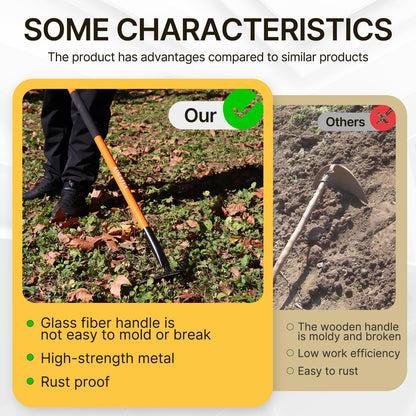 KOLEIYA Sharpened Garden Hoe 57 Inch Heavy Duty Weeding Hoe with 8.3 Inch Blade and Fiberglass Handle Pre Sharpened for Effortless Cutting Lawn and Soil Tool