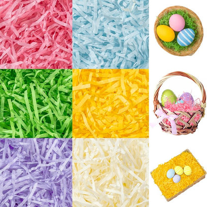 CIPOWM 340g/12oz Easter Grass Shredded Paper Filler 6 Colors Paper Shred Crinkle Raffia Paper Filler for Easter Gift Wrapping Boxes Bags Basket Filling Party Supply(6 Colors)