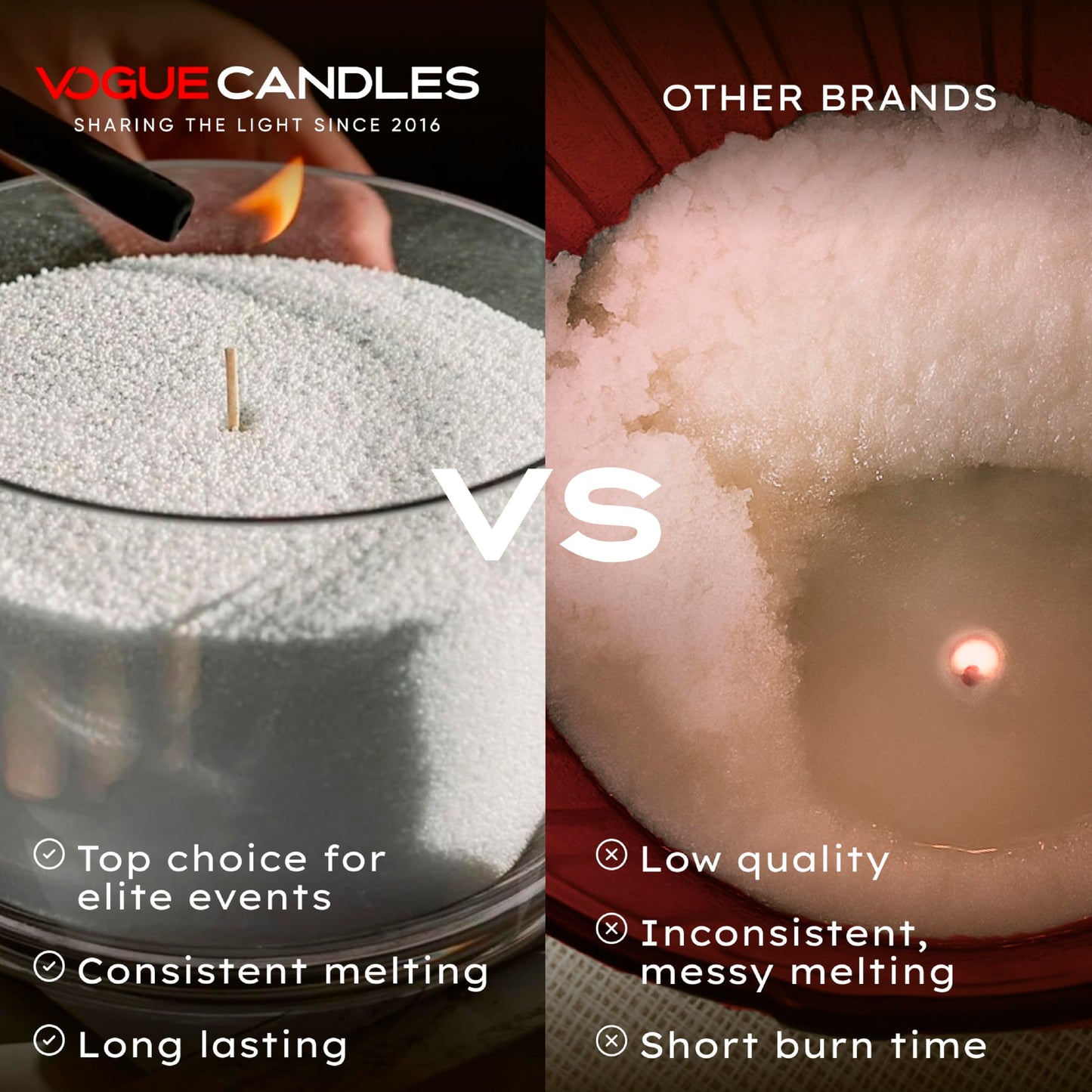 Vogue Candles Black Pearled Candle Sand Wax (1 LB) – Sand Candle Kit with 15 Cotton Wicks for DIY Home Lighting – Plant-Based & Reusable Wax Granules Refill for Custom Vessels, Décor and Dad Gifts