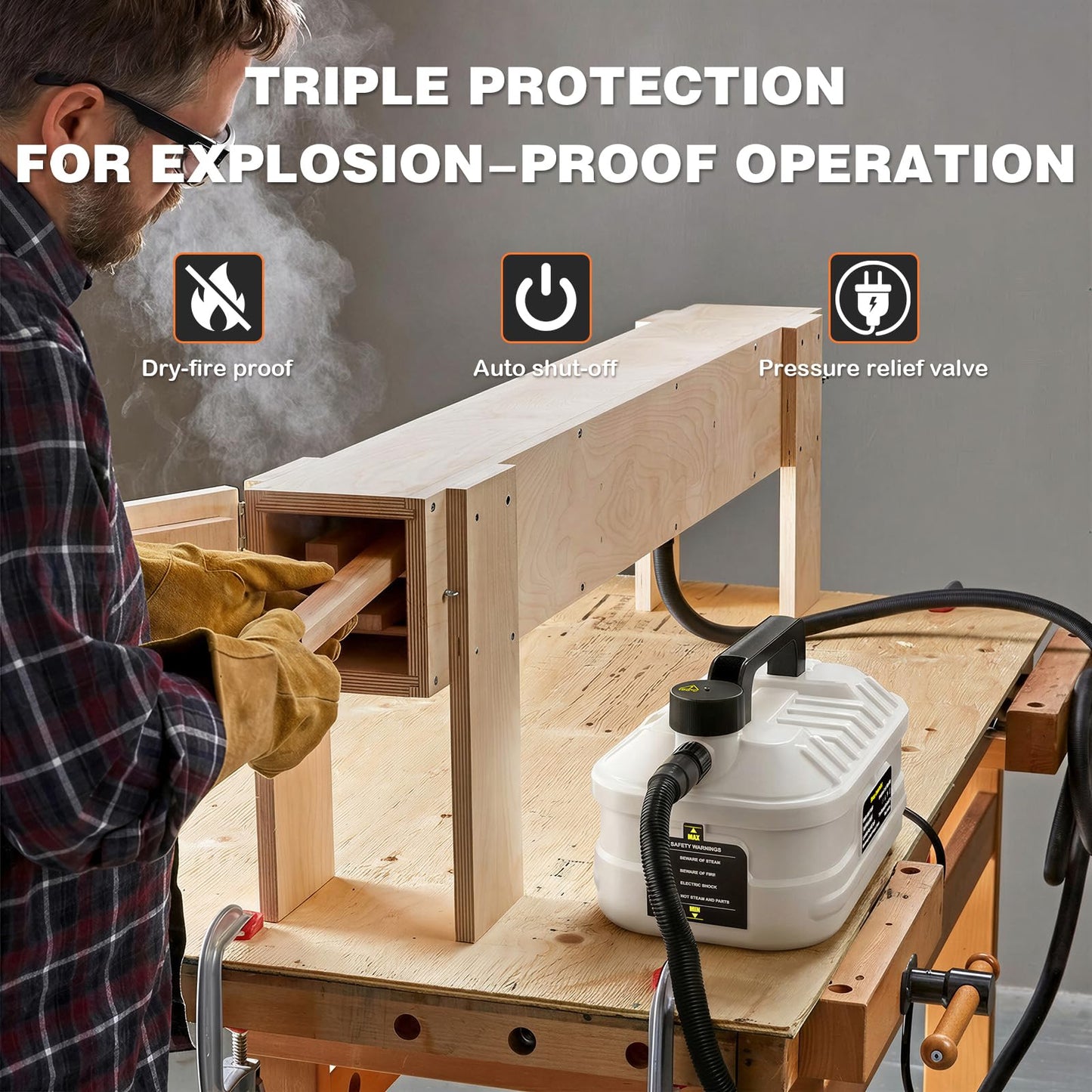 Touri Steam Generator for Wood Bending, 1.3-Gallon Capacity, 12.3 ft Hose, Steam Source for Steam Boxes, Portable and Practical