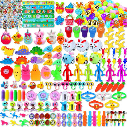 Wuridiwa 300 Pcs Easter Egg Fillers with Surprise Eggs, Easter Basket Stuffers,Filled Easter Party Favors for Kids,Carnival Treasure Prizes Classroom Events Hunt,Stocking Stuffers Birthday Gifts