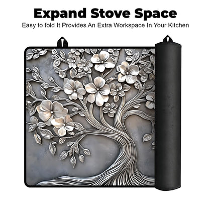 BSFHH Heat-Resistant Glass Stove Top Cover with Anti-Slip Rubber Coating – Electric Stove Protector, Scratch-Resistant, Expands Counter Space, Stylish Kitchen Decor (Tree)