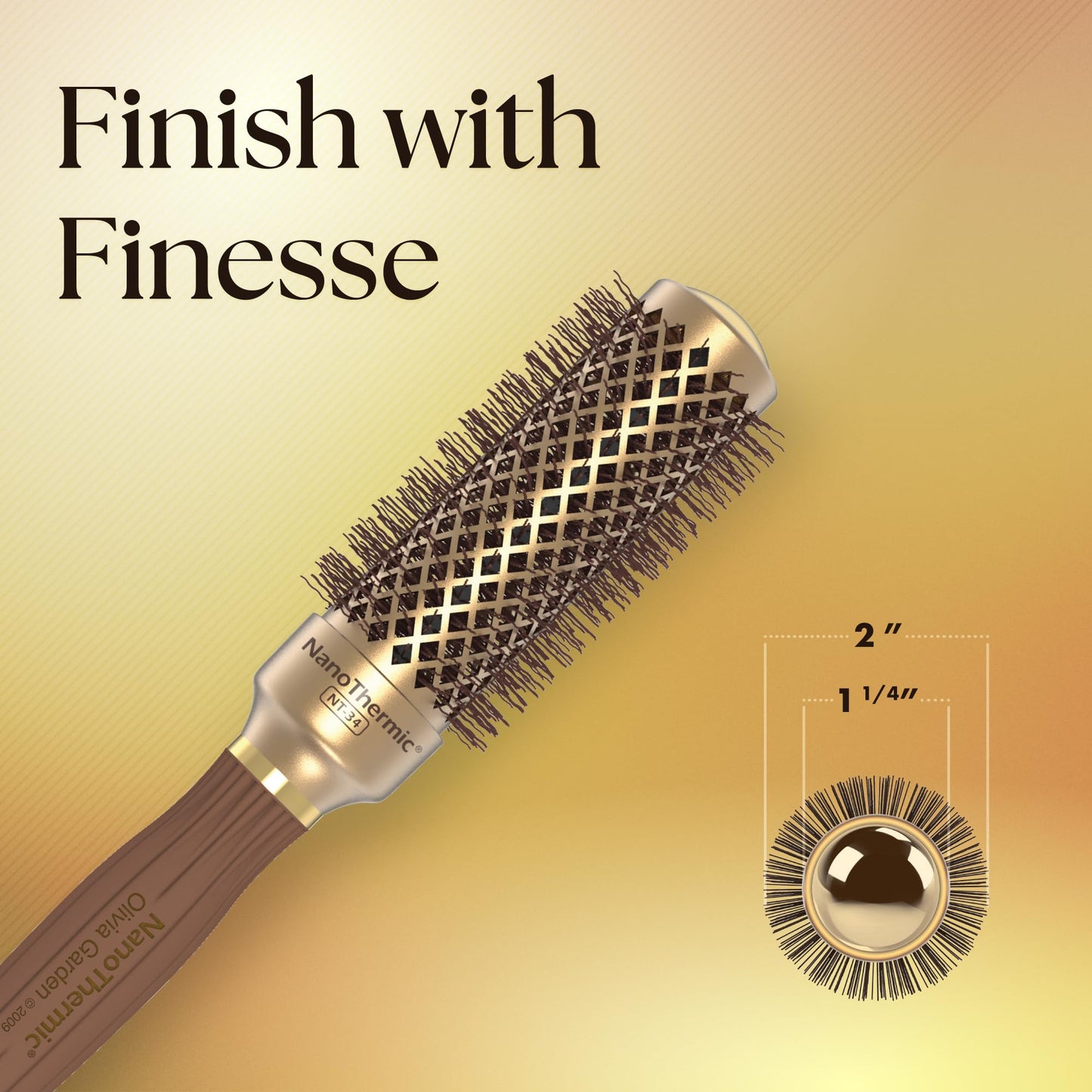 Olivia Garden NanoThermic Ceramic + Ion Round Thermal Hair Brush - Not Electrical - Professional Blowout Brush for Normal to Thick Hair
