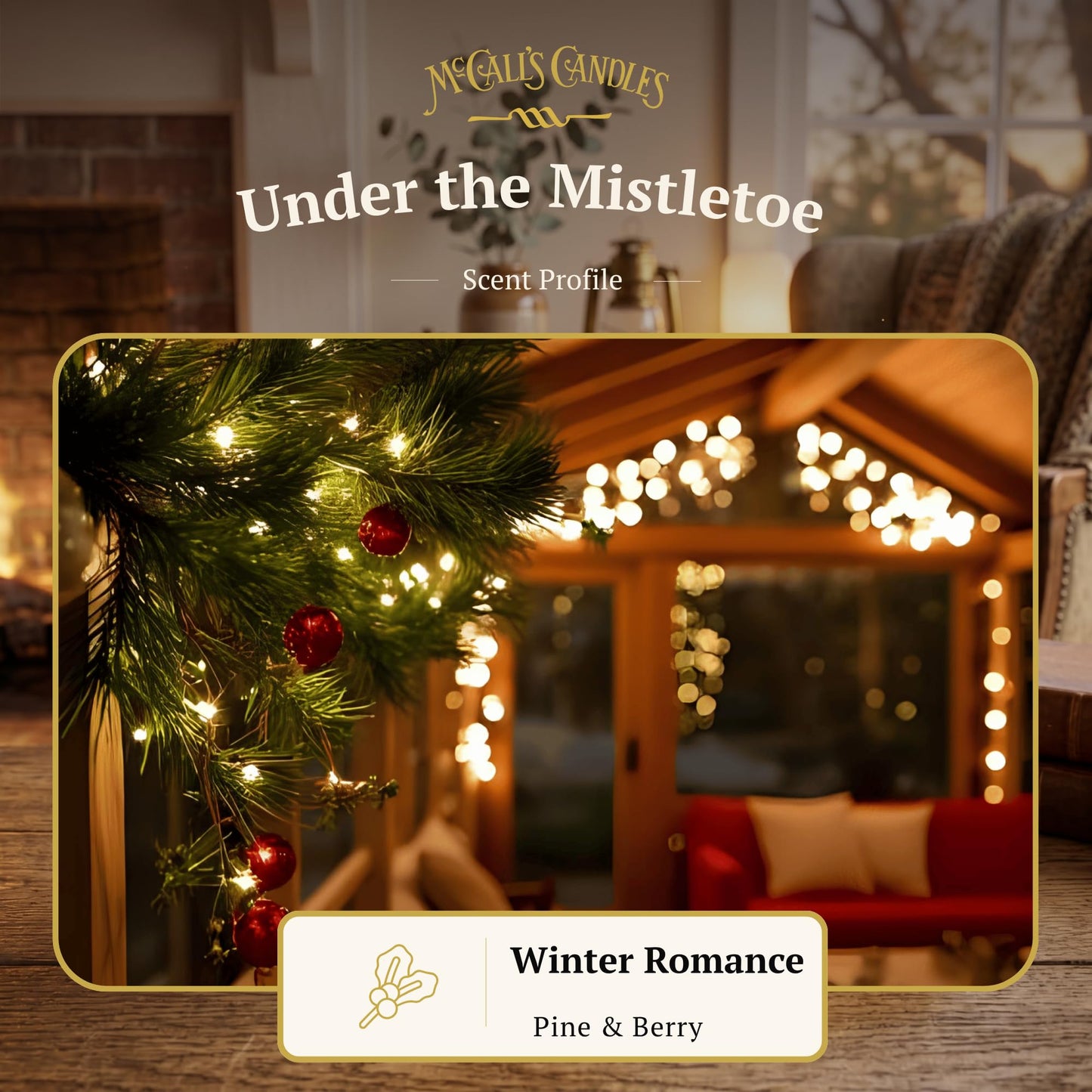 McCall’s Candles | Under the Mistletoe | 16 oz Scented Candle | USA-Poured | Vintage Rustic Jar with Carrying Handle | Hazelnut, Cinnamon & Maple Holiday Fragrance