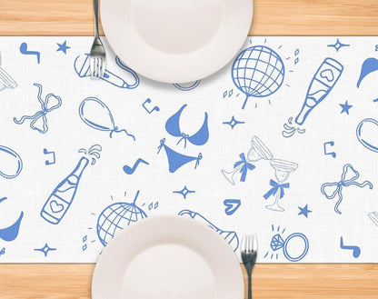 Pudodo Mamma Mia Table Runner Italian Themed Bachelorette Party Last Disco Wedding Bridal Shower Kitchen Dining Room Home Decoration (13" x 72")