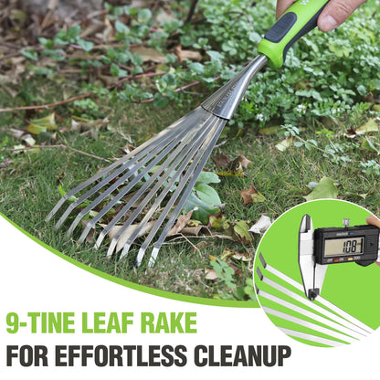 WORKPRO 16" Hand Rake, Heavy Duty Stainless Steel Garden Rake with Soft Handle, Small Garden Hand Tool for Gardening, Cultivating, Loosening Soil & Spreading Mulch, Flower Beds