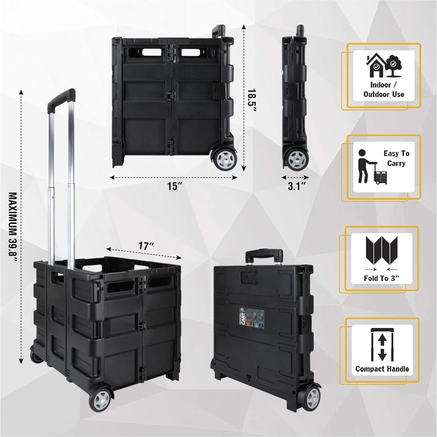Olympia Tools 85-010 Grand Pack-N-Roll Portable Tools Carrier with Telescopic Handle, 80 Lb. Load Capacity, Black