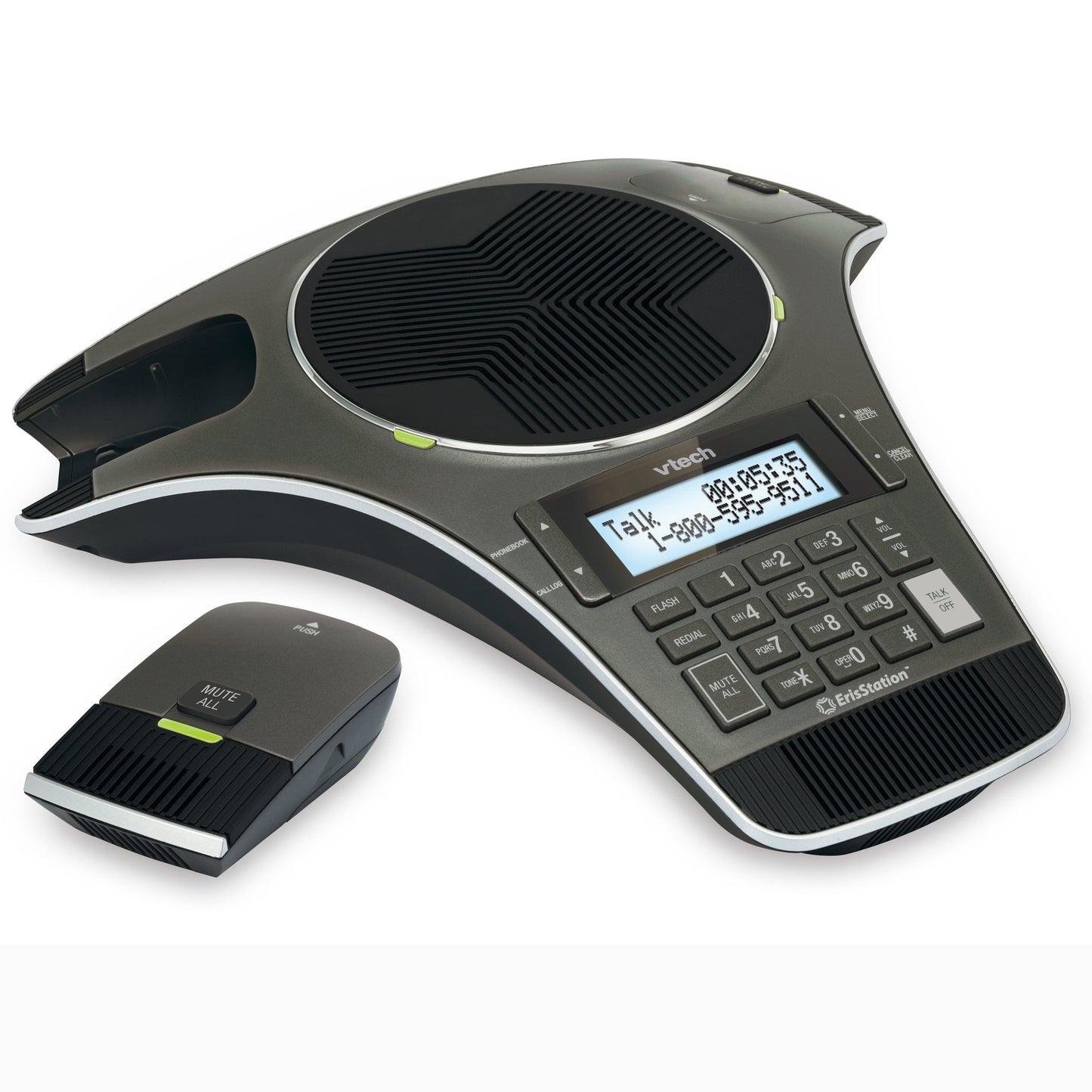 VTech VCS702 ErisStation DECT 6.0 Conference Phone with Two Wireless Mics Using Orbitlink Wireless Technology