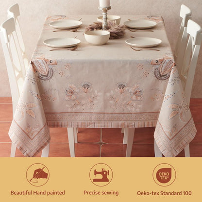 Maison d' Hermine Premium Table Cloth Rectangle Table 100% Combed Cotton 120 x 70 Inches Tablecloth Reusable Decorative for Dining Room, Farmhouse, Home, Party, Festive & Wedding - Society Florals
