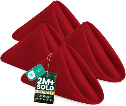 Utopia Home Red Cloth Napkins (12 Pack, 17x17 Inches), Ideal Dinner Napkins for Party, Wedding and Lunch/Dinner