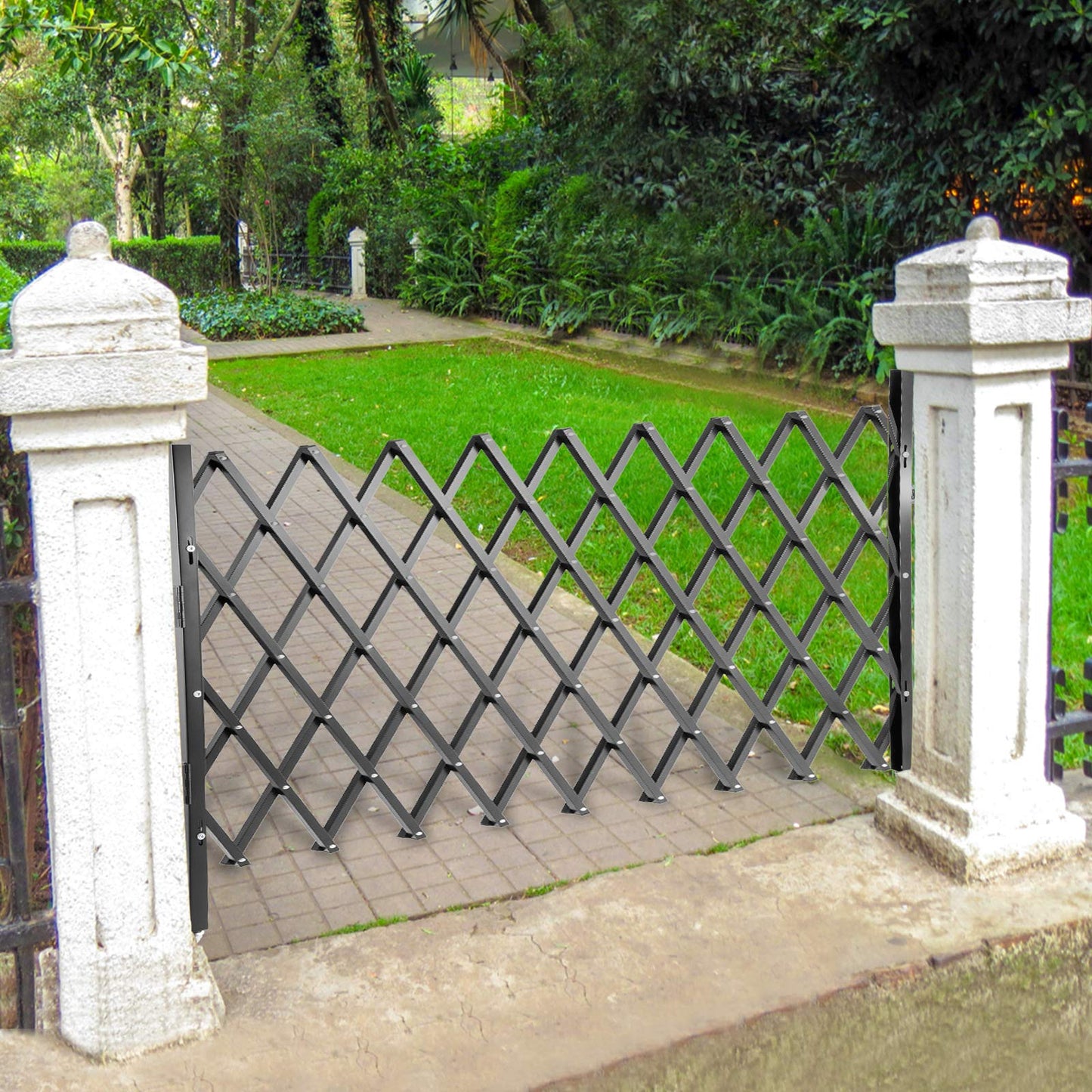 VEVOR Single Folding Security Gate, 61" H x 71" W Folding Door Gate, Steel Accordion Security Gate, Flexible Expanding Security Gate, 360° Rolling Barricade Gate, Scissor Gate/Door with Padlock