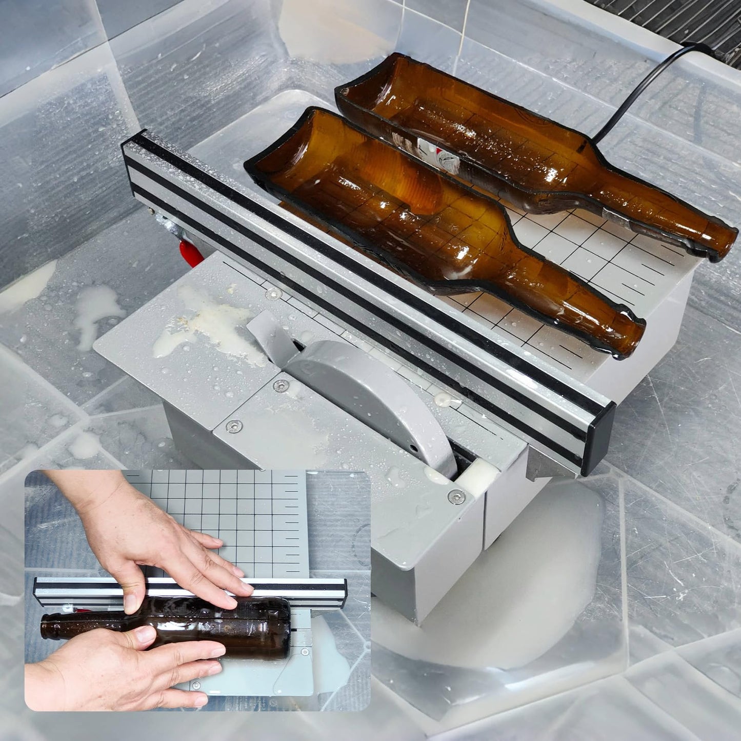Deruilong Electric Bottle Cutter, Trim Saw, Glass Bottle Cutter, Glass Cutter, Stain Glass Cutter Stone Cutter Brittle and Hard Materials Cutter