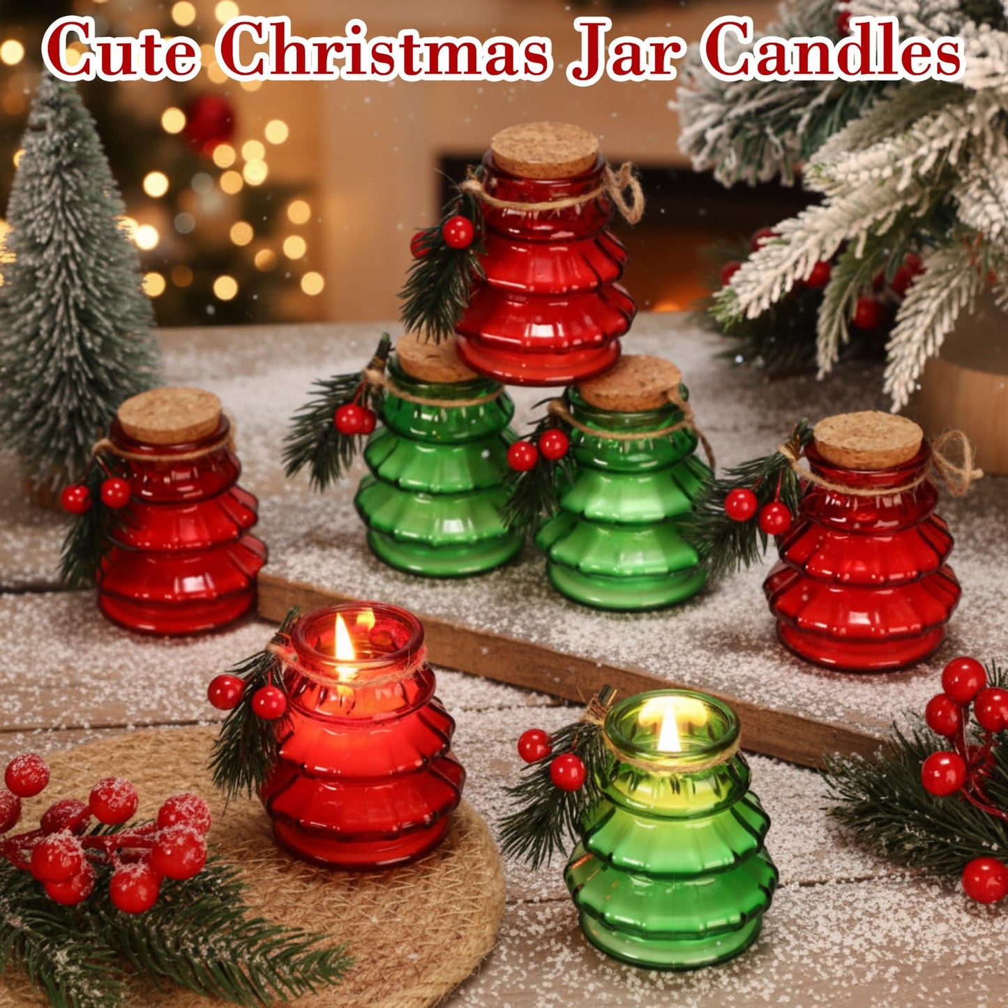 Lounsweer 12 Pcs Christmas Tree Scented Candles Gift Set, Include 12 Fragrances Aromatherapy Scented Soy Wax Candle with Mistletoe for Women Christmas Presents Stocking Stuffers Xmas Decorations