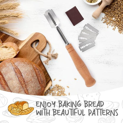 DOYOLLA Proofing Baskets for Sourdough Bread Making, Dough Proofing Bowls Kit with Cloth Liner + Scoring Lame + Scraper for Professional & Home Sourdough Bakers (Round,8.5 inch,Set of 2)